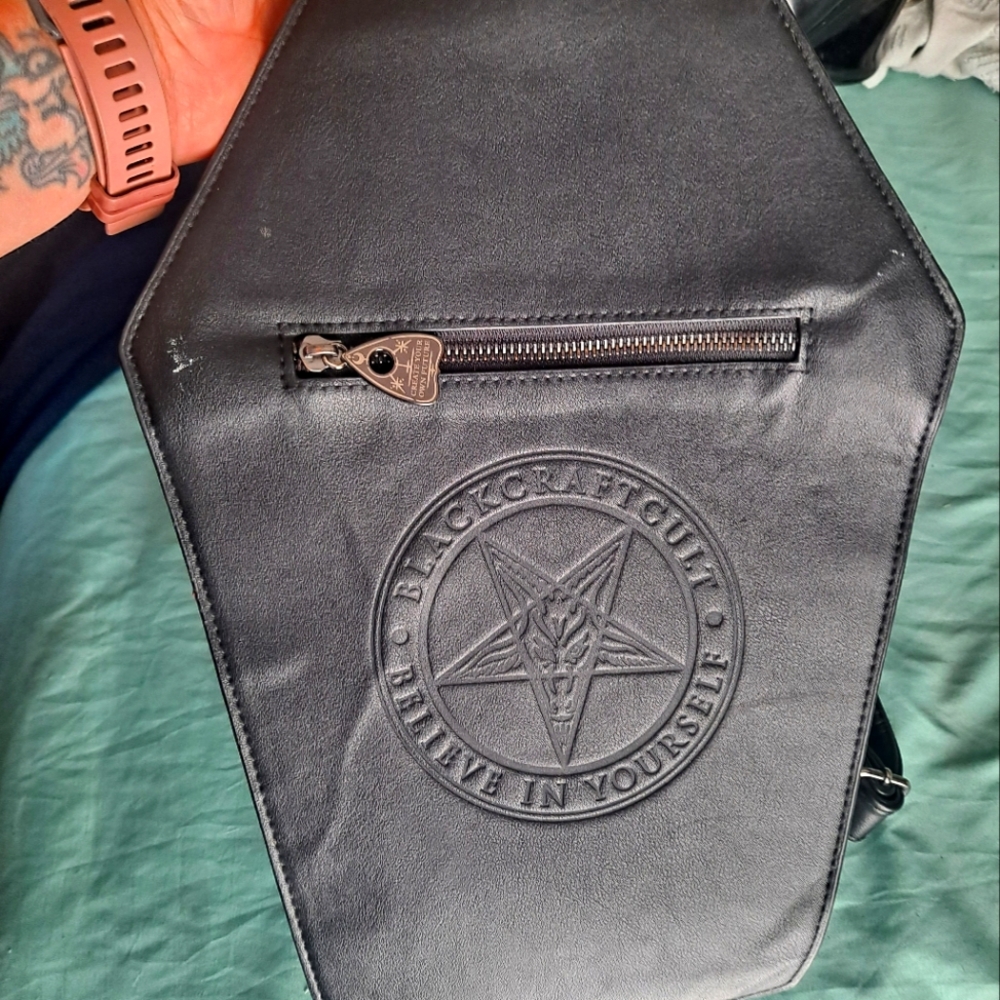 Black craft coffin backpack purse